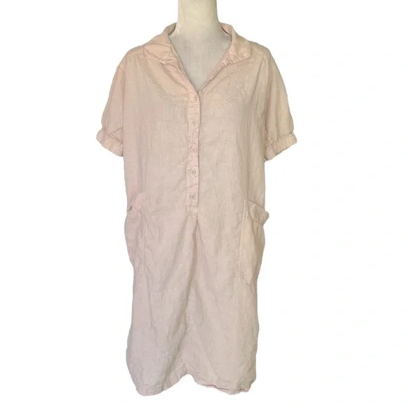 Poetry | Dresses | Poetry Blush Pastel Pink Linen Tunic Shift Dress  Shirtdress 4 | Poshmark